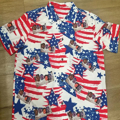 Custom Independence Day Shirt, Personalized Face man women kid Hawaiian Shirt