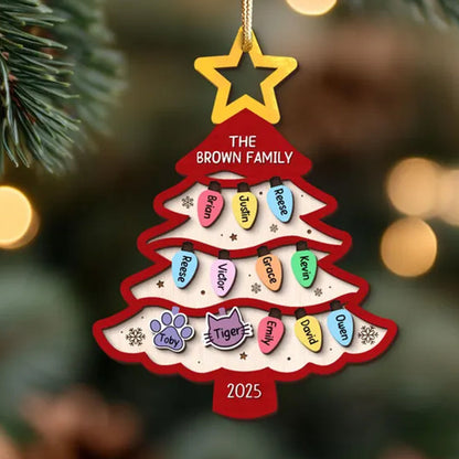 Personalized Family Tree Ornament 2025, Custom Family With Pet Ornament