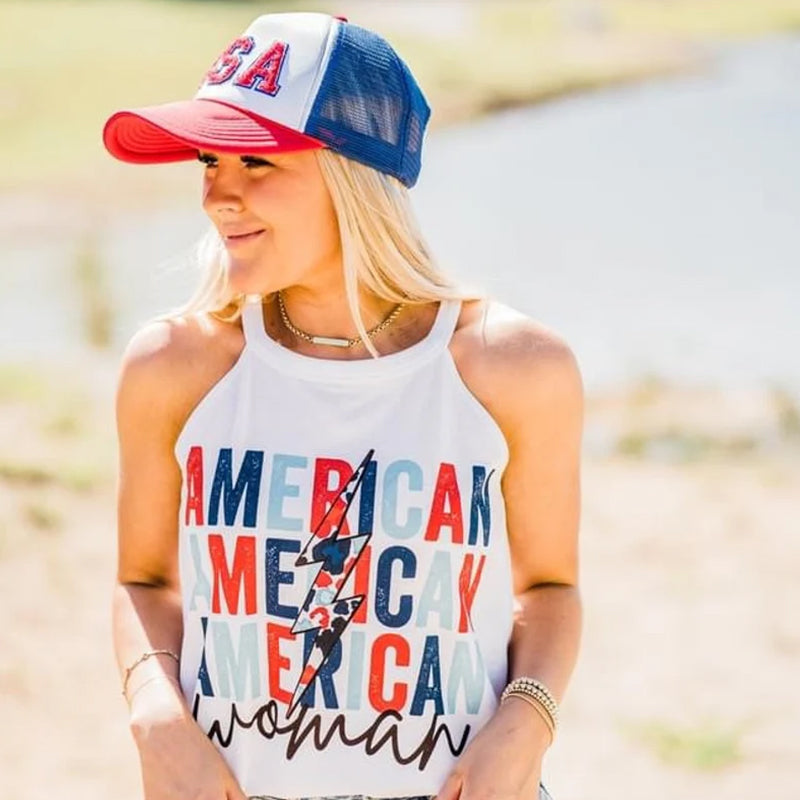 USA Patriotic Trucker Hat, Mesh Baseball Hat