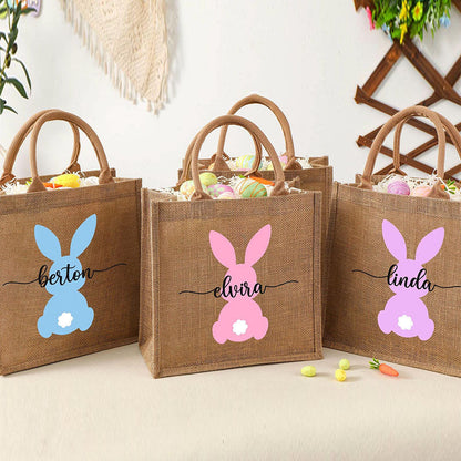 Personalized Easter Tote bag with Bunny,Easter Basket gift,Easter Bag with Name,Easter Gift