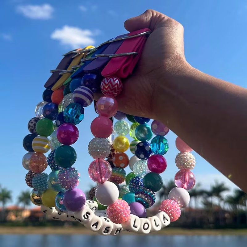 Adjustable beaded name dog collar