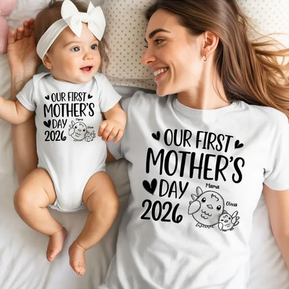 Custom Mama Tee, Personalized Our First Mothers Day 2026 Shirt
