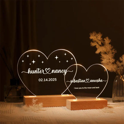 Custom Night Light as Valentines Day Gift, Heart Shape Personalized Night Light