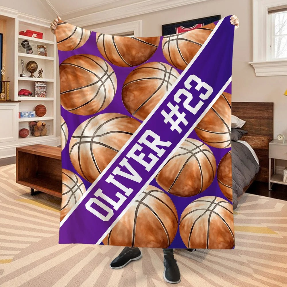 Personalized Baseball Football Soccer Ball Sports Soft Throw Blanket with Text