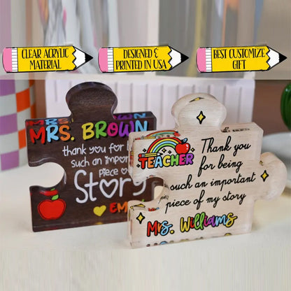 Personalized Teacher Appreciation Gift Puzzle Piece, Custom Acrylic