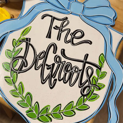 Personalized Door Hanger - crest Door Decor - coquette Door Sign