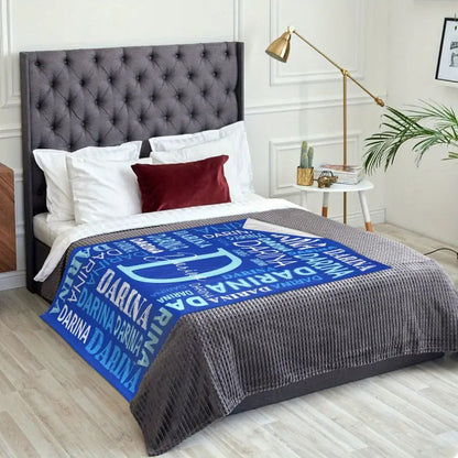 Custom Name Personalized Knit Fabric Throw Blanket