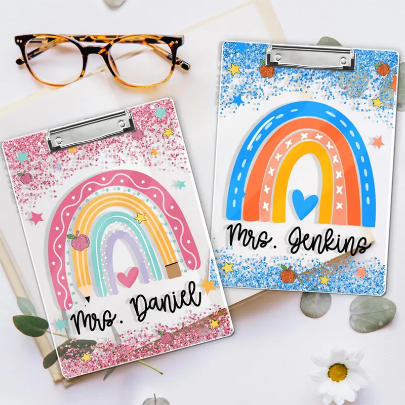 Personalized Teacher Appreciation Gifts, Custom Rainbow Teacher Clipboard