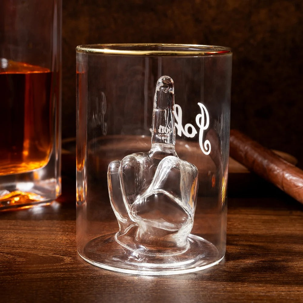 Personalized Funny Middle Finger Whiskey Glass