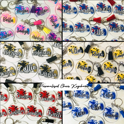 Personalized Cheer Keychains, Cheerleader Bag Tag, Cheer Team