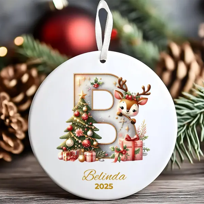 Custom Letter ornament, Christmas Letters Clipart, Christmas Reindeer