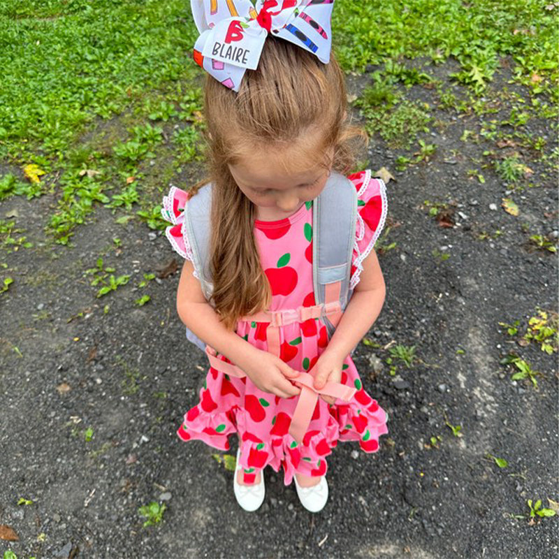 Monogrammed Back to School Hair Bow, First Day of Kindergarten