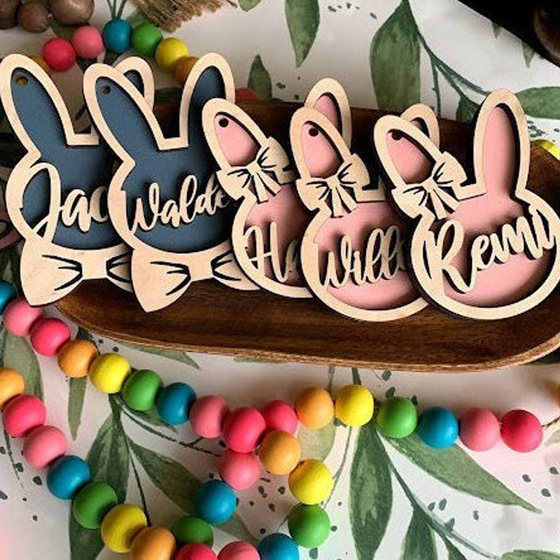 Personalized Bunny Easter Basket Tag Custom Easter Place Card Name