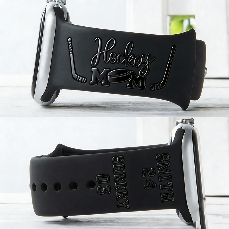 Custom Hockey Mom Gift With Player's Name & Number For Engraved Watchband
