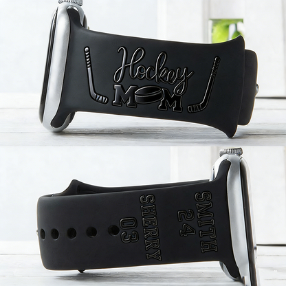 Custom Hockey Mom Gift With Player's Name & Number For Engraved Watchband