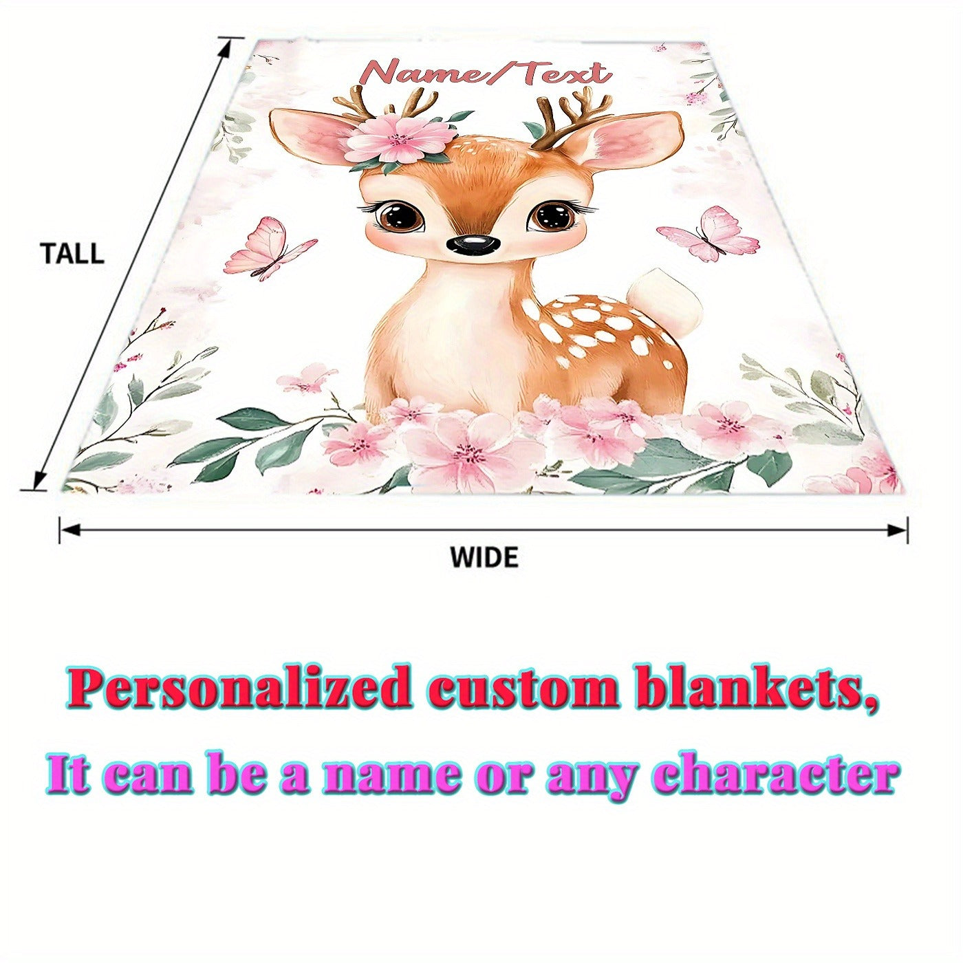 Personalized Glam Deer Flannel Blanket