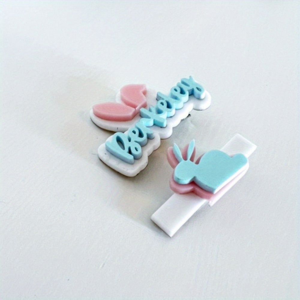 Personalized Easter Bunny Acrylic Hair Clip | Custom Name & Letter Design