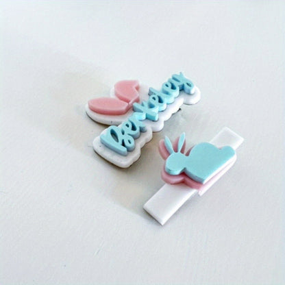 Personalized Easter Bunny Acrylic Hair Clip | Custom Name & Letter Design