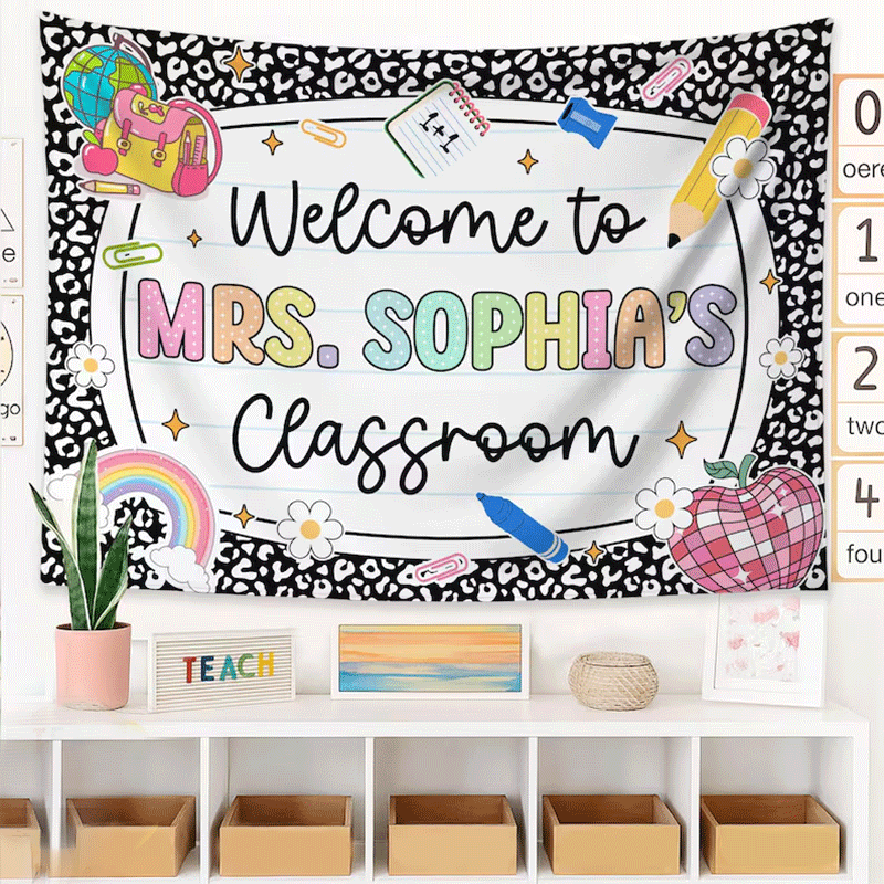 Personalized Teacher Tapestry, Teacher Name Gifts, Classroom Decors