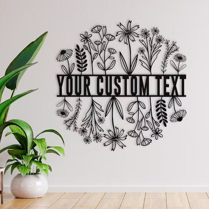 Wildflower Metal Wall Art, Custom Metal Sign