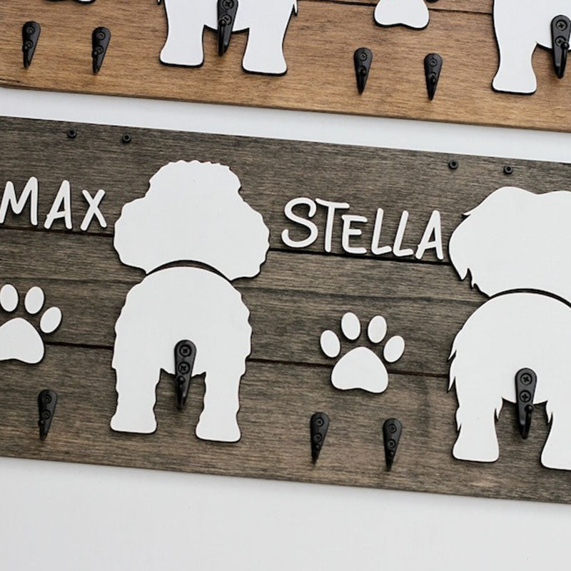 Custom Shiplap Dog Leash Holder, Personalized Leash holder