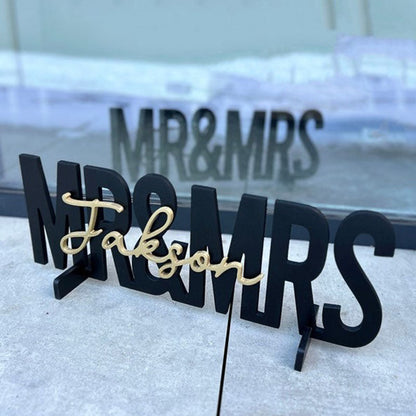 Wedding Table Custom Name Sign, Mr & Mrs Name Sign