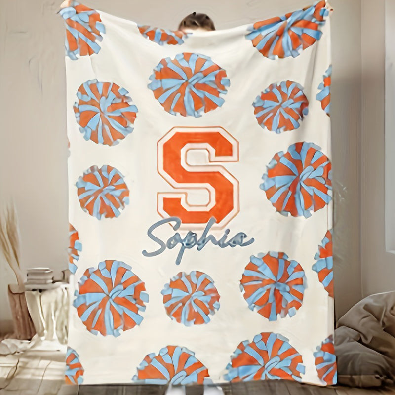Custom Cheerleader Pom-Pom Blanket with Name