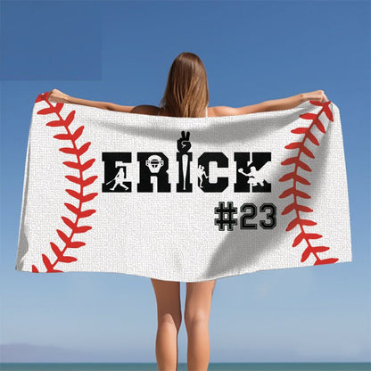 Personalized Baseball Beach Towel, Baseball Pool Towel