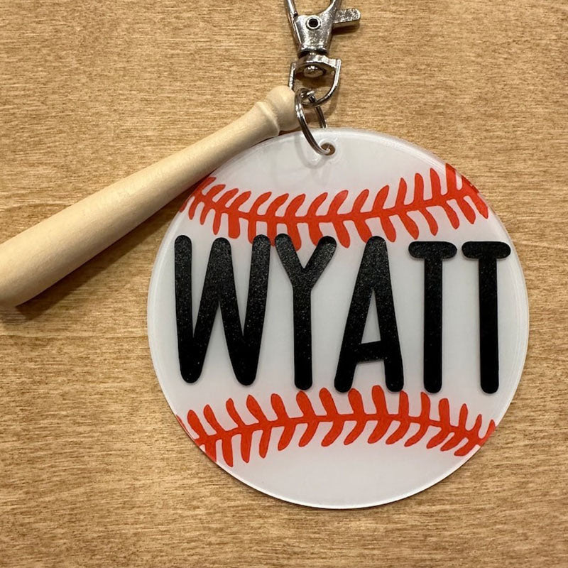 Personalized Sport Bag Keychain Softball Baseball Keychain Bag Name tag