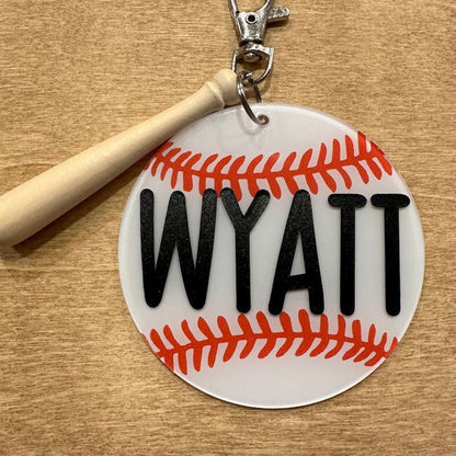 Personalized Sport Bag Keychain Softball Baseball Keychain Bag Name tag