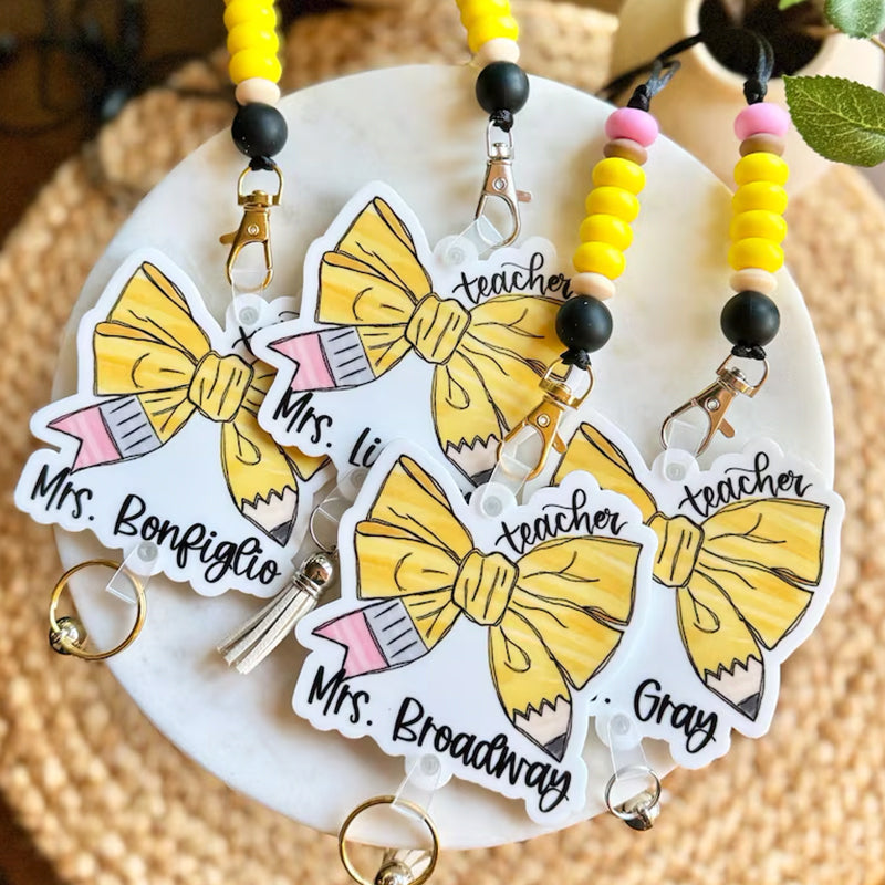 Personalized Teacher Lanyard, Teacher Bow Lanyard