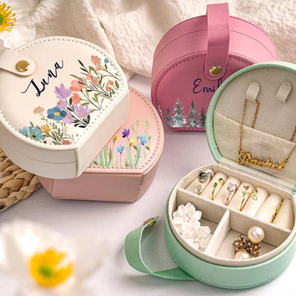 Personalized Birth Flower Jewelry Box: Custom Name Travel Keepsake