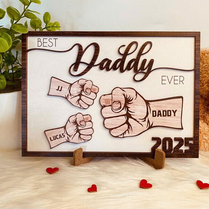 Personalized Fist Bump Dad and Kids Sign,  Dad Birthday Gift