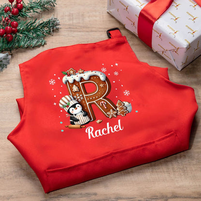 Personalized Cute Penguin Cookie Initial Adjustable Kid Apron