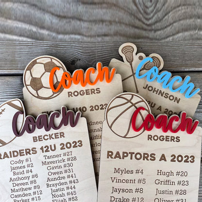 End of Season Coaches Gift, Personalized Coaches Plaque
