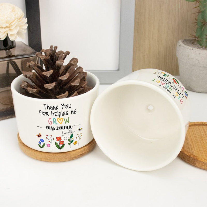 Personalized Teacher Plant Pot Ceramic Mini Planter Flower Pot Back To School