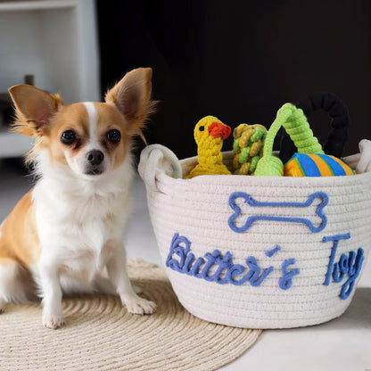Personalized Cat toy basket Custom kitten treat bin