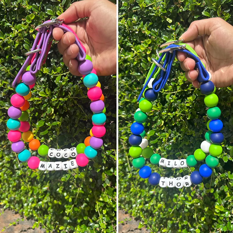 Custom beaded dog collar cute silicone bead accessories