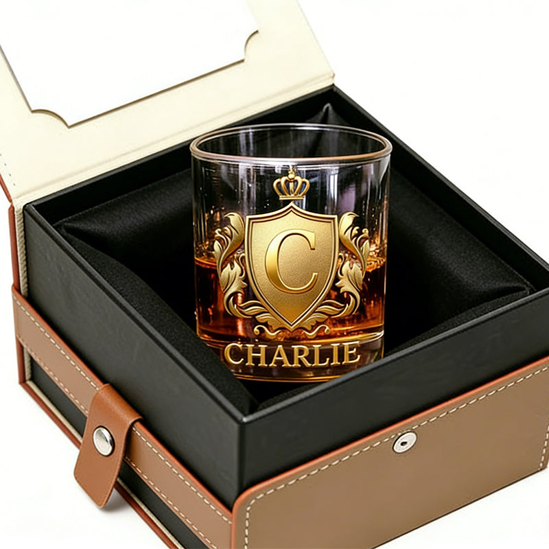 Cheers with Legendary Man - Personalized Golden 3D Badge Personalized Wood Whiskey Dispenser