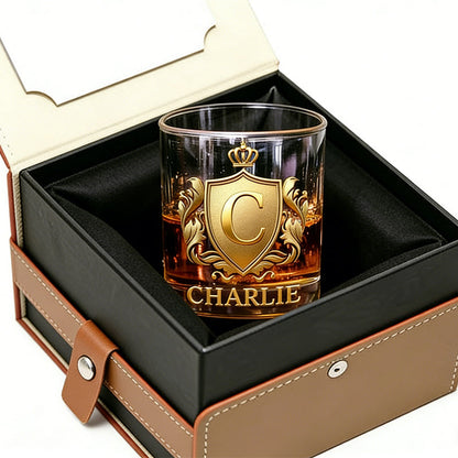 Cheers with Legendary Man - Personalized Golden 3D Badge Personalized Wood Whiskey Dispenser