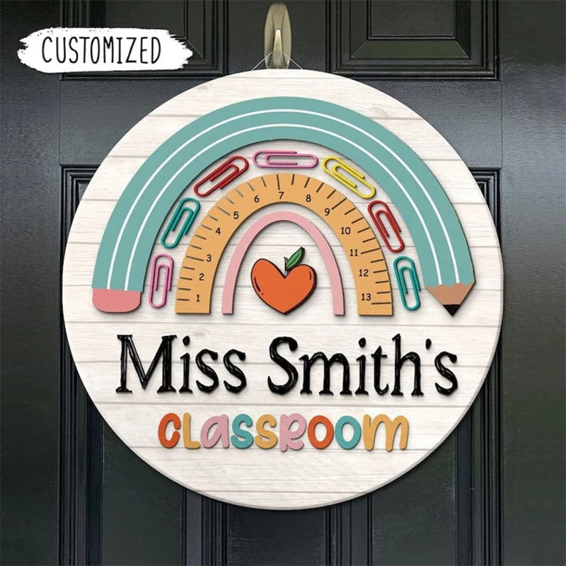 Personalized Teacher Door Sign, Teacher Name Sign