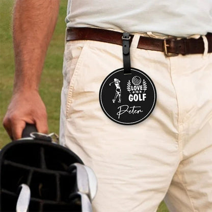 Personalized Green King Queen Golf Player Silhouette Adjustable Leather Golf Tee Holder Bag