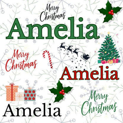 Custom Name Christmas Wrapping Paper Personalized Holiday Gift Wrap