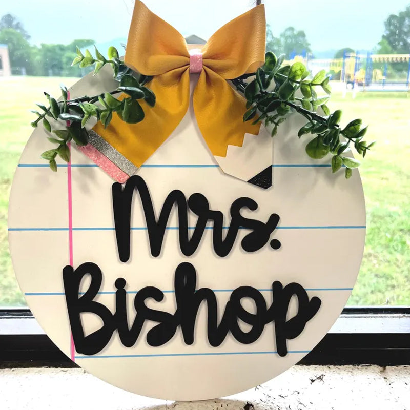 Personalized Teacher Door Hanger, 3D laser cut, teacher sign