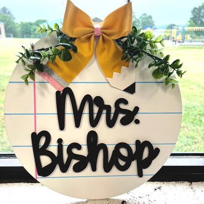 Personalized Teacher Door Hanger, 3D laser cut, teacher sign