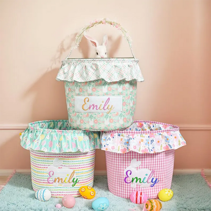 Personalized Bunny Basket: Kids Easter Gift, Toy Organizer