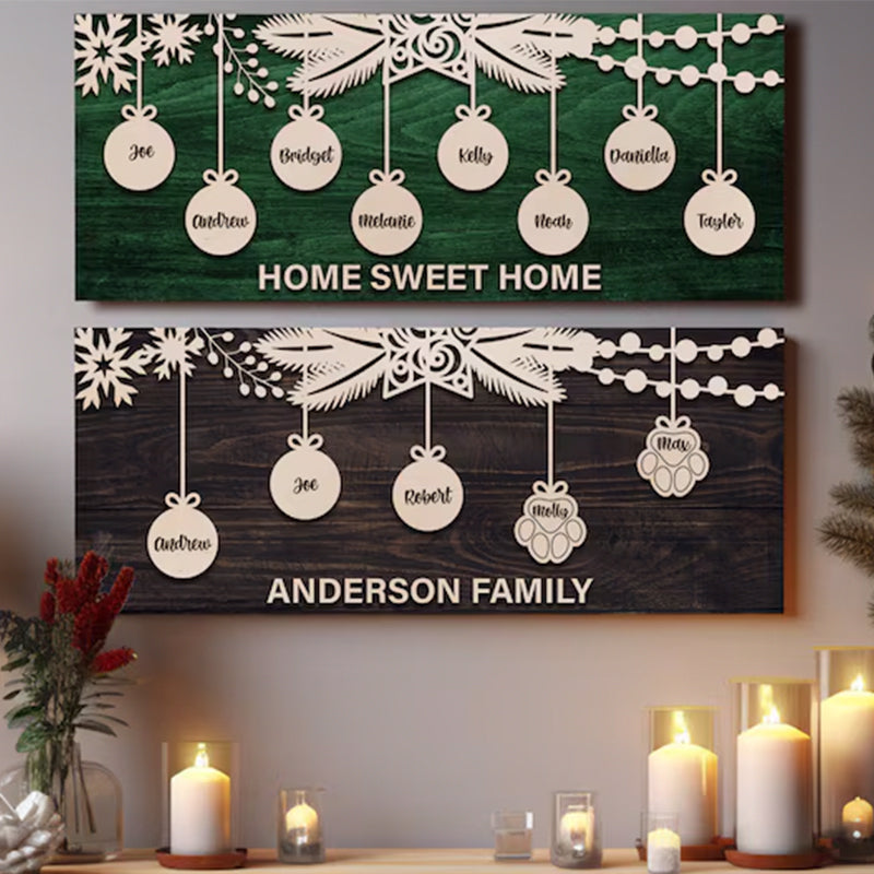 Family Christmas Decoration, Personalized Christmas Name Sign