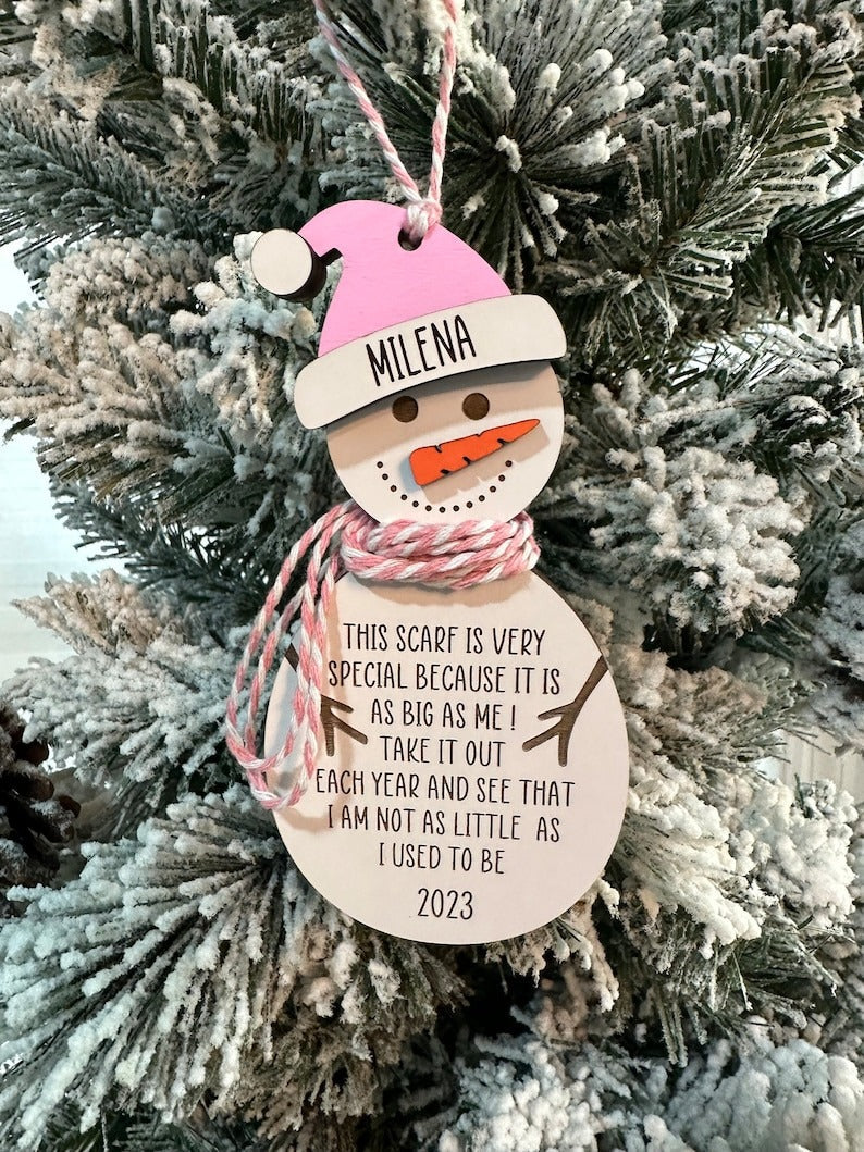 Personalized Snowman Height Ornament Keepsake