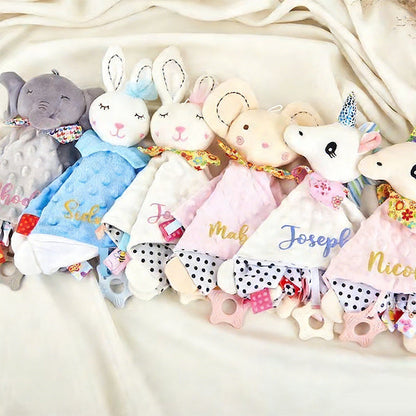 Personalized Plush Animal Baby Comforter: Embroidered Name Security Blanket
