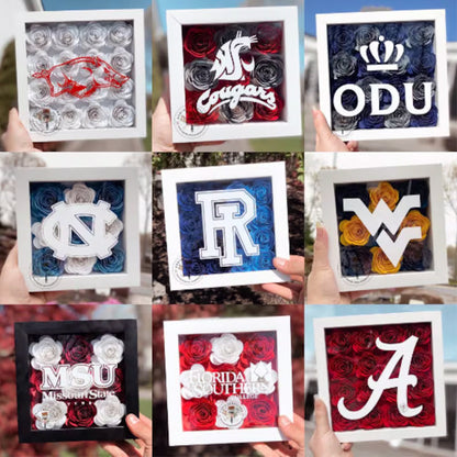 Flower Shadow Box - College Logo - Graduation Gifts